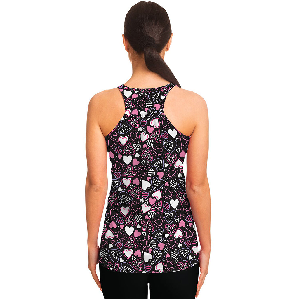 Cute Girly Heart Pattern Print Women's Racerback Tank Top