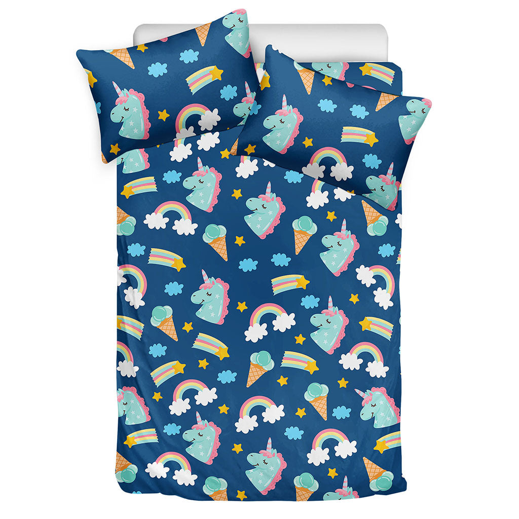 Cute Girly Unicorn Pattern Print Duvet Cover Bedding Set