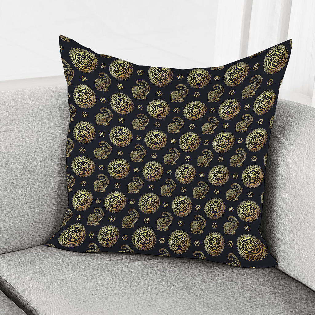 Cute Gold Boho Elephant Pattern Print Pillow Cover