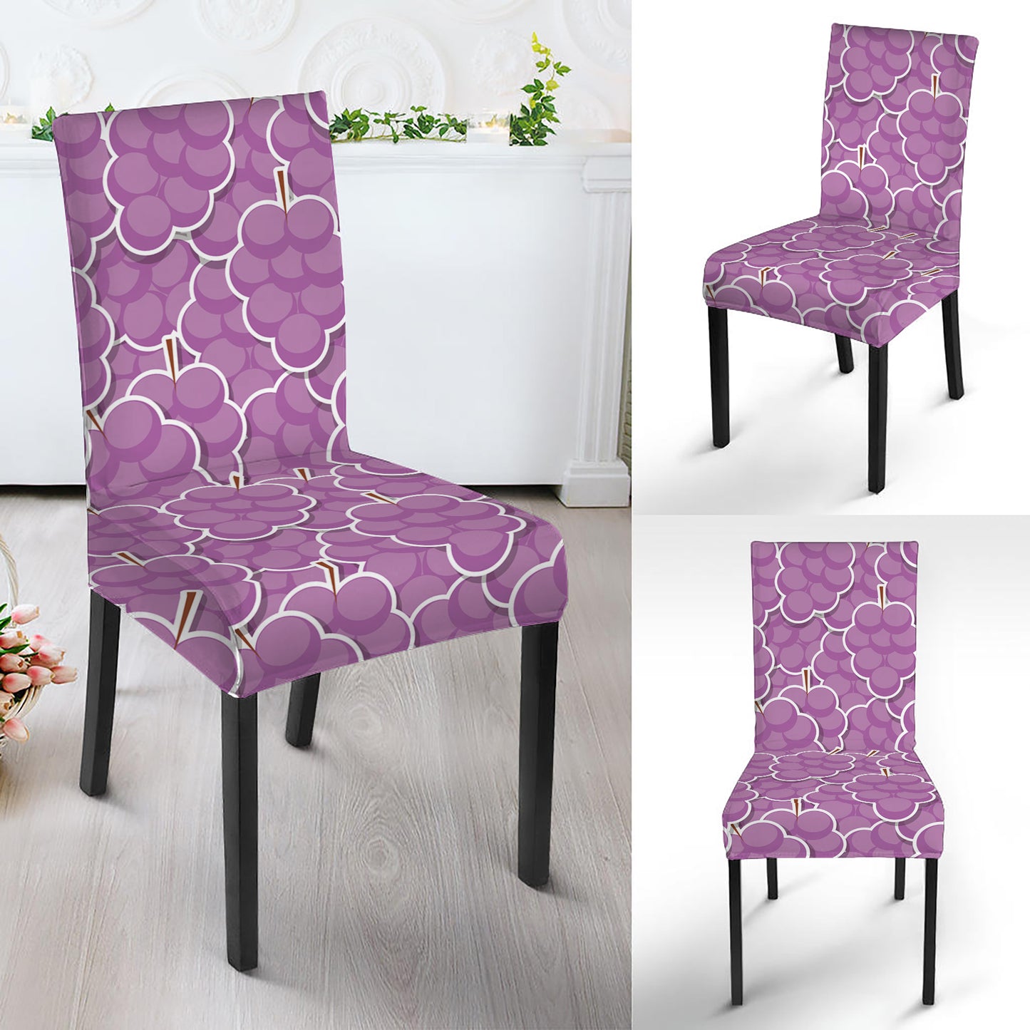 Cute Grape Pattern Print Dining Chair Slipcover