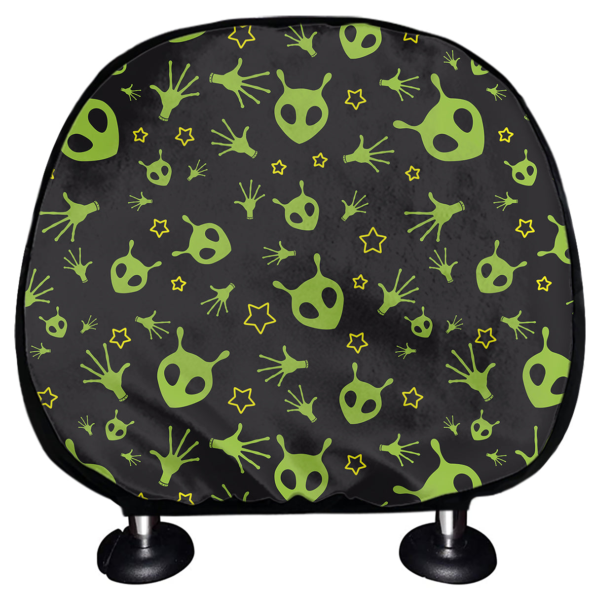 Cute Green Alien Pattern Print Car Headrest Covers