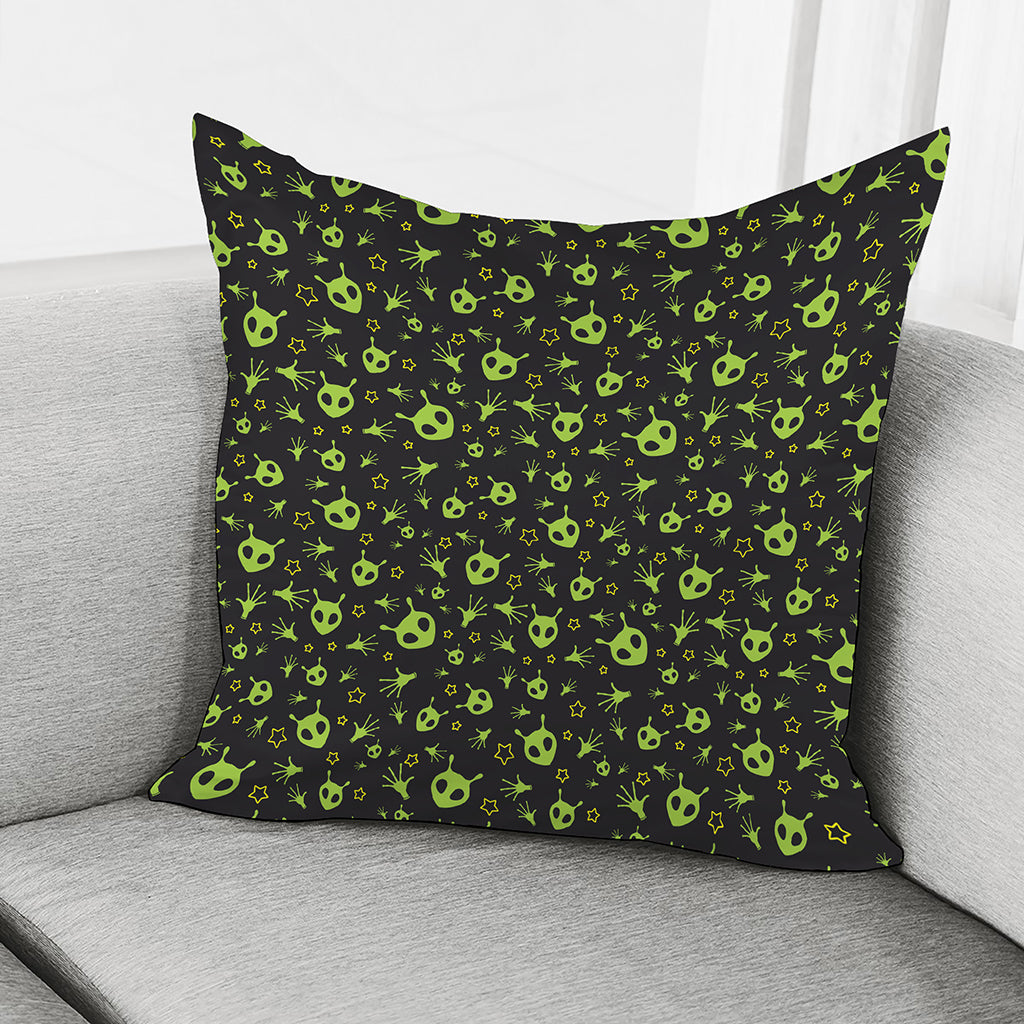 Cute Green Alien Pattern Print Pillow Cover
