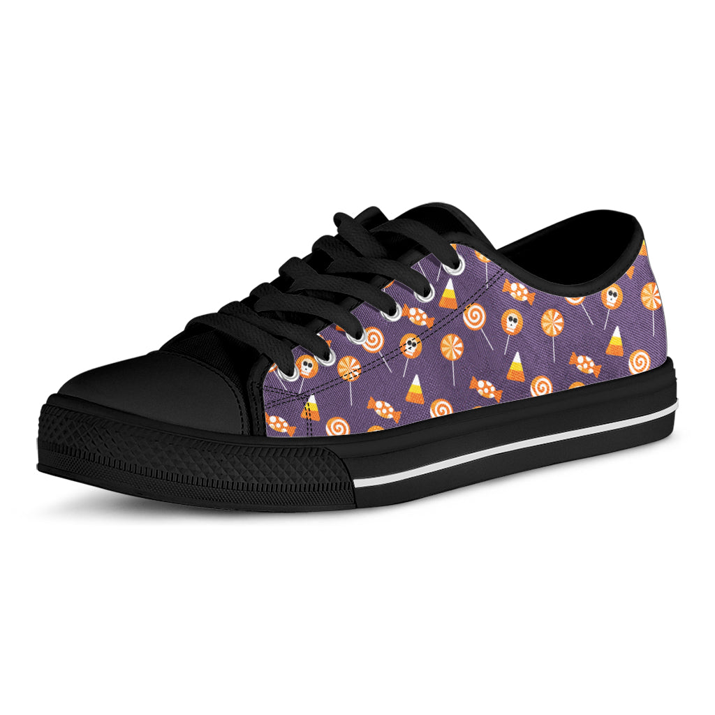 Cute Halloween Candy Pattern Print Black Low Top Shoes