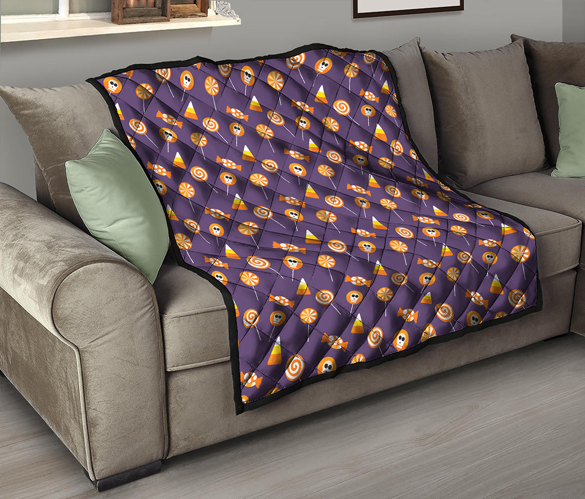 Cute Halloween Candy Pattern Print Quilt