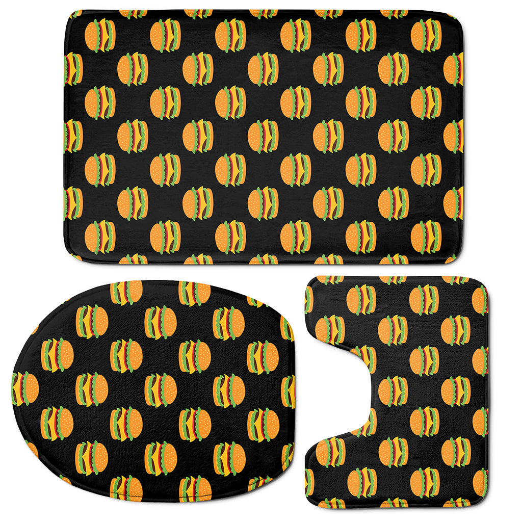 Cute Hamburger Pattern Print 3 Piece Bath Mat Set