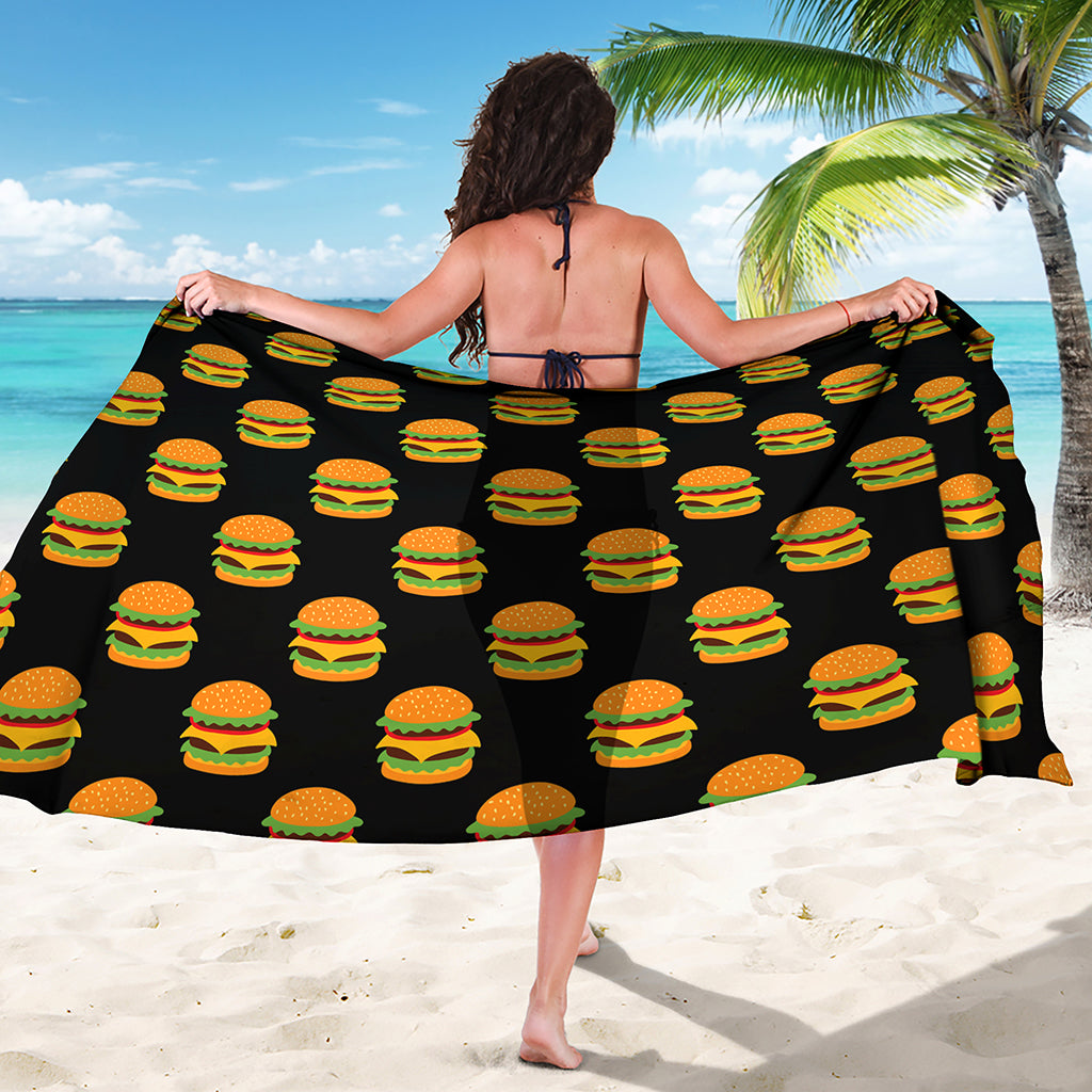 Cute Hamburger Pattern Print Beach Sarong Wrap