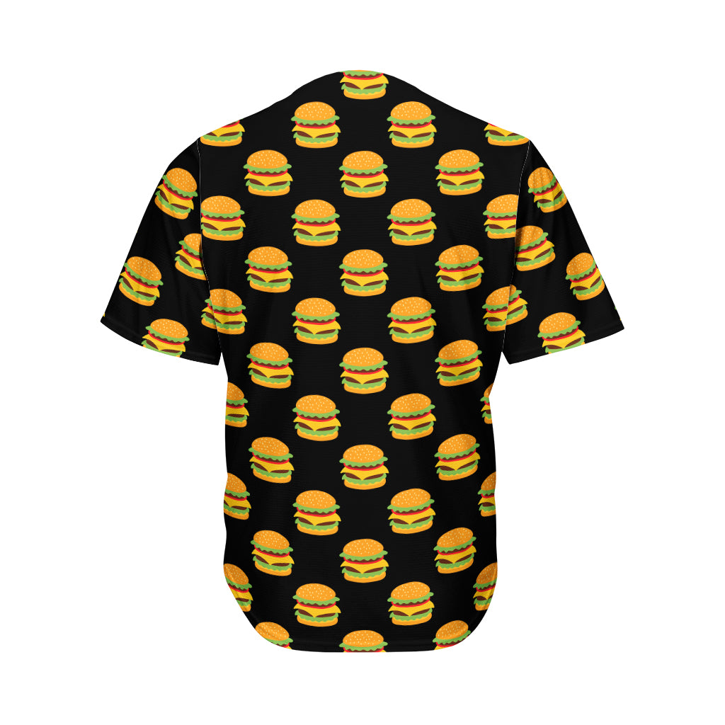 Cute Hamburger Pattern Print Men's Baseball Jersey
