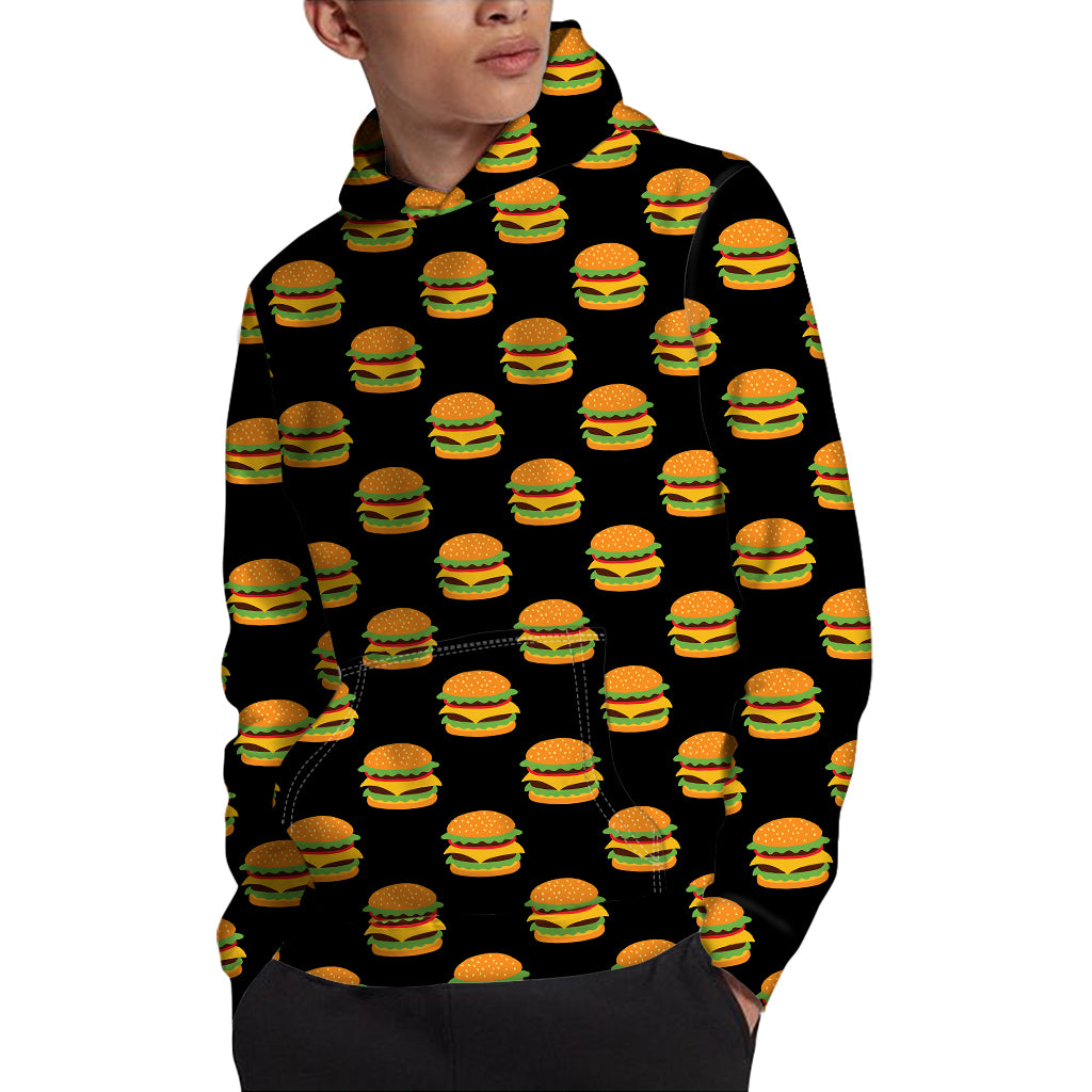 Cute Hamburger Pattern Print Pullover Hoodie