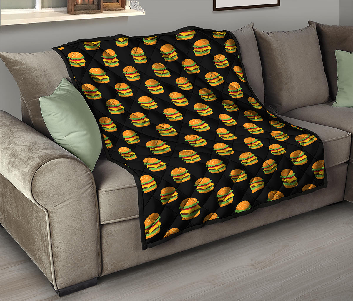 Cute Hamburger Pattern Print Quilt