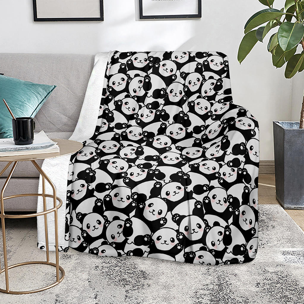 Cute Happy Panda Pattern Print Blanket