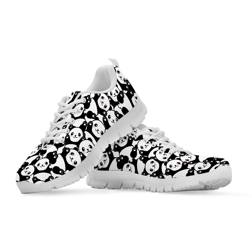 Cute Happy Panda Pattern Print White Sneakers
