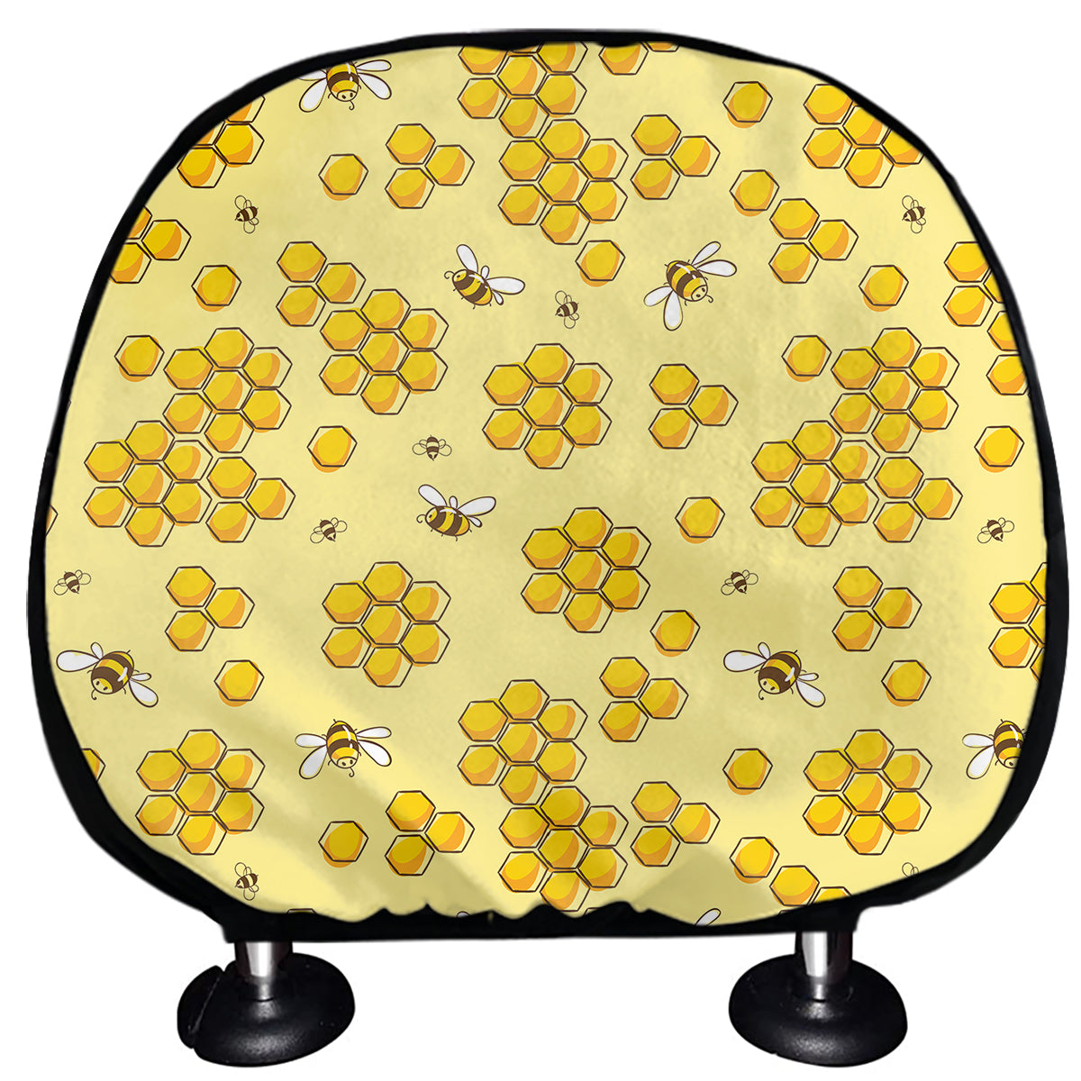 Cute Honey Bee Pattern Print Car Headrest Covers