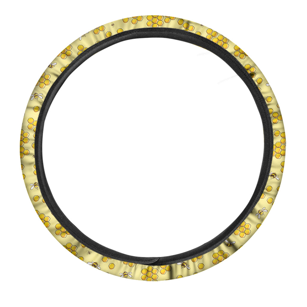 Cute Honey Bee Pattern Print Car Steering Wheel Cover