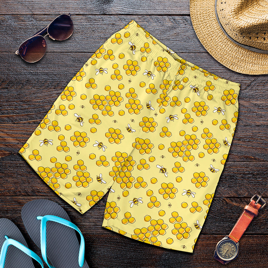 Cute Honey Bee Pattern Print Men's Shorts