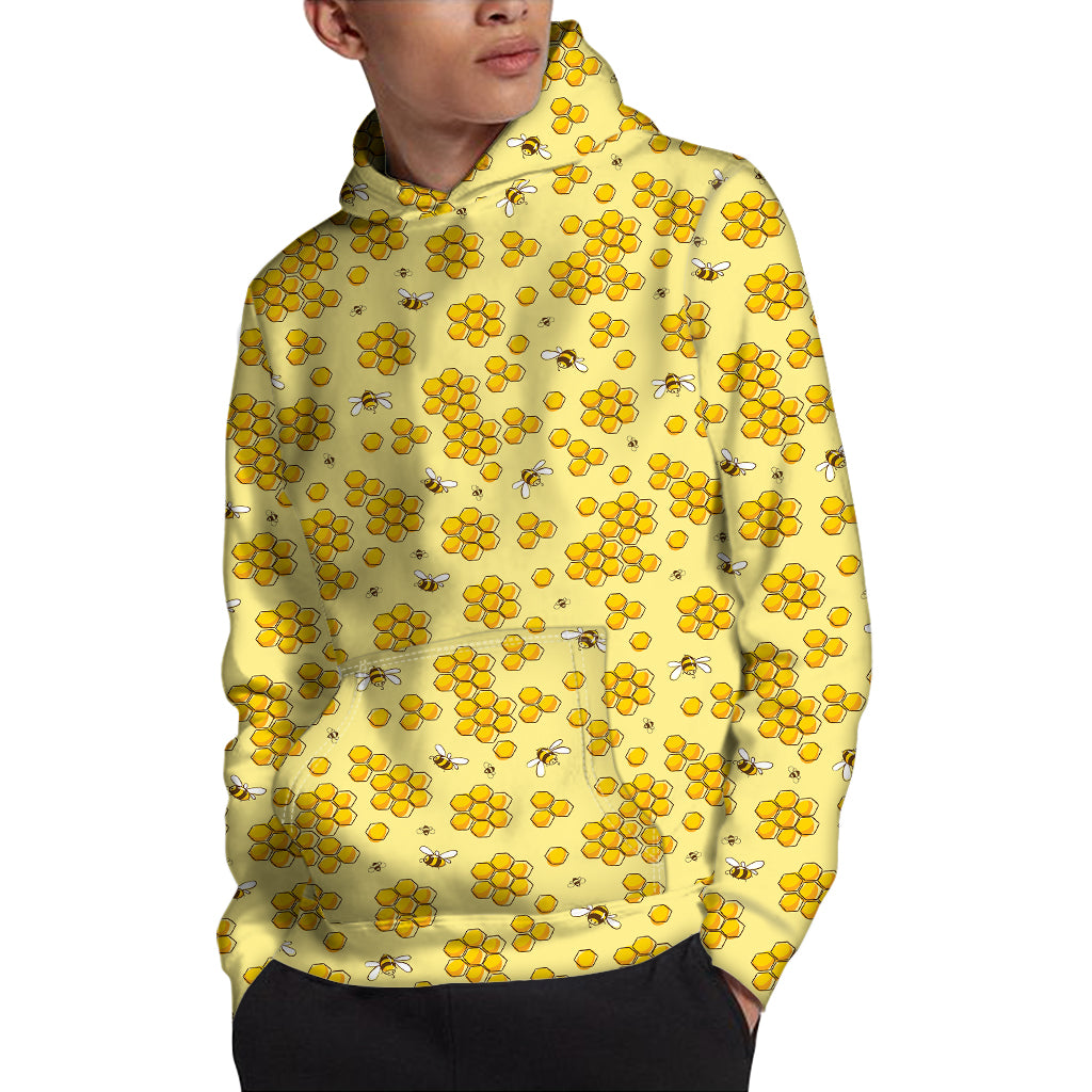 Cute Honey Bee Pattern Print Pullover Hoodie