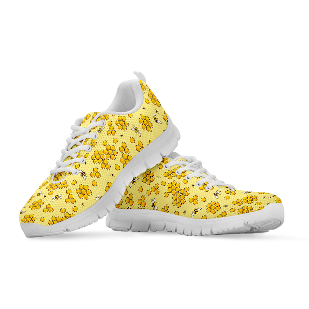 Cute Honey Bee Pattern Print White Sneakers