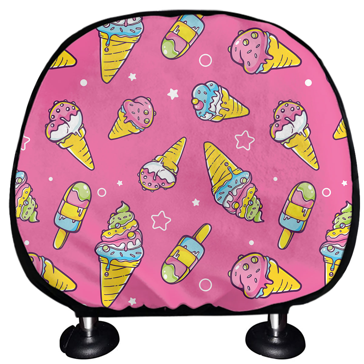 Cute Ice Cream Pattern Print Car Headrest Covers