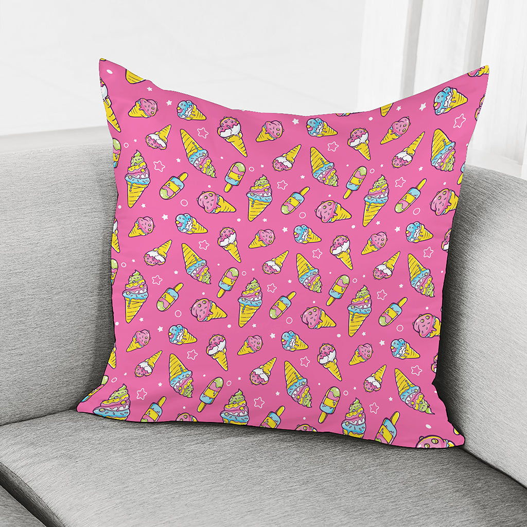 Cute Ice Cream Pattern Print Pillow Cover