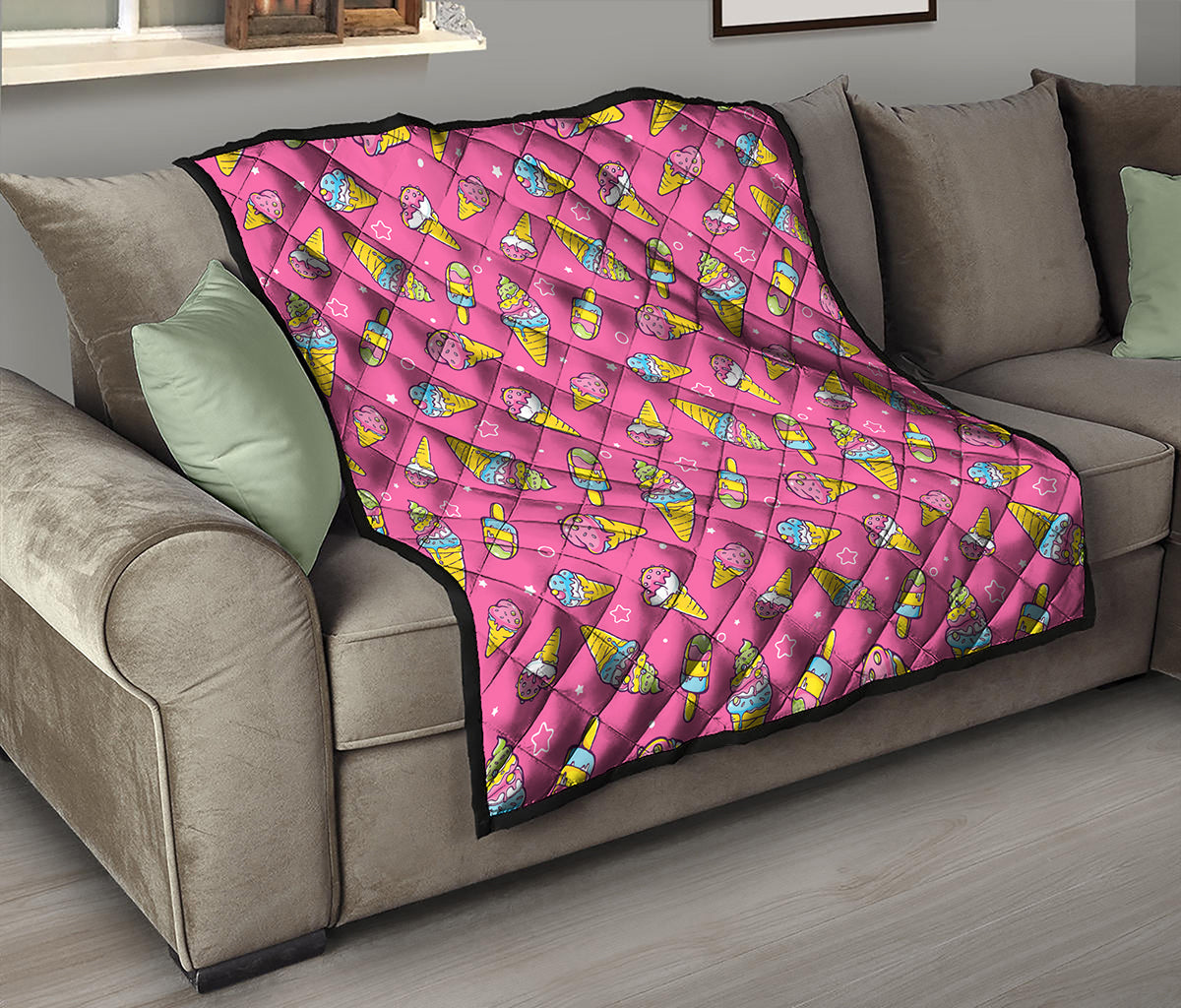 Cute Ice Cream Pattern Print Quilt