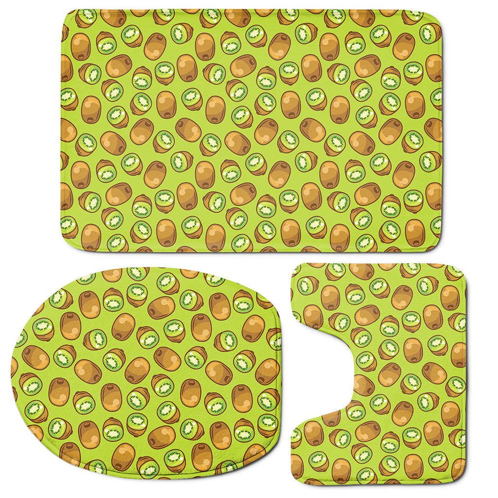 Cute Kiwi Pattern Print 3 Piece Bath Mat Set