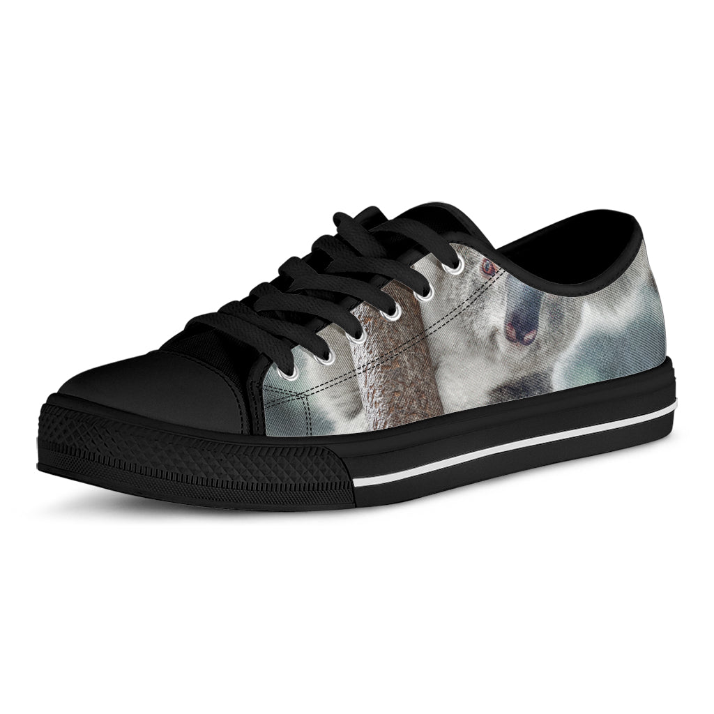 Cute Koala Print Black Low Top Shoes