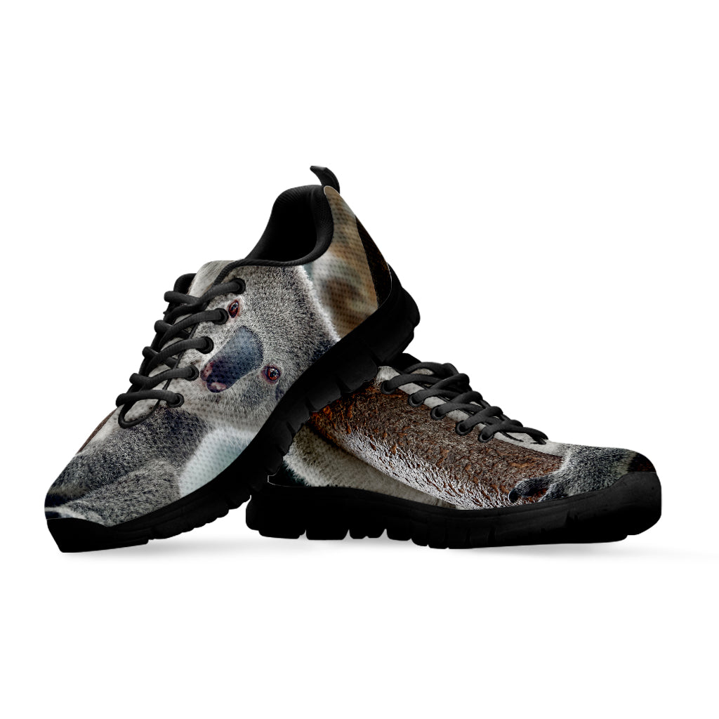 Cute Koala Print Black Sneakers