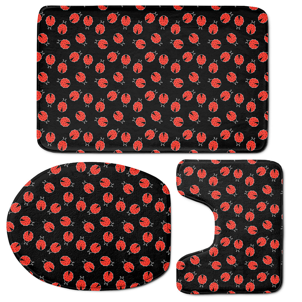 Cute Ladybird Pattern Print 3 Piece Bath Mat Set