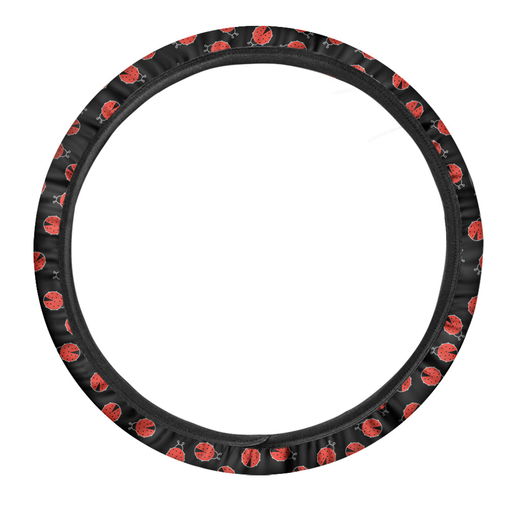 Cute Ladybird Pattern Print Car Steering Wheel Cover