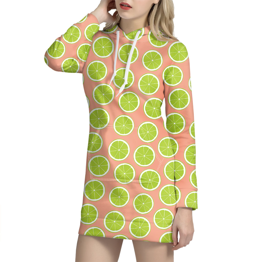 Cute Lime Pattern Print Hoodie Dress
