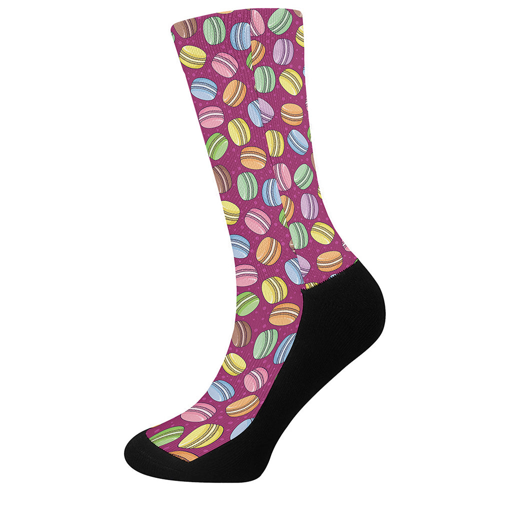 Cute Macaron Pattern Print Crew Socks
