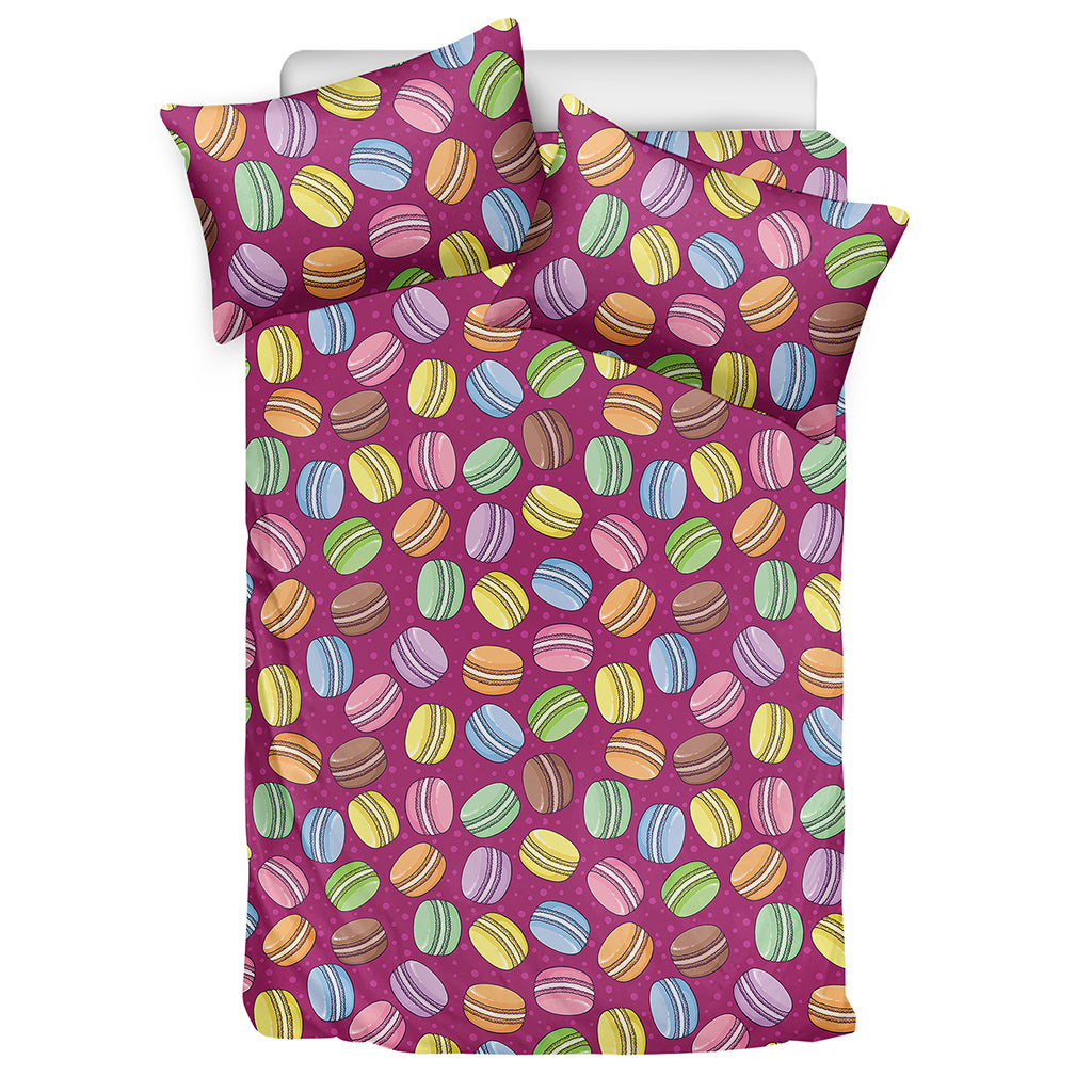 Cute Macaron Pattern Print Duvet Cover Bedding Set