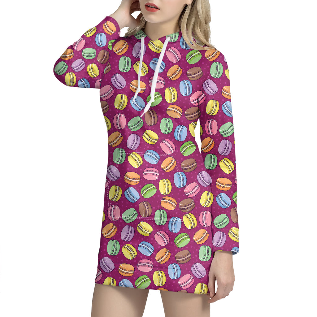 Cute Macaron Pattern Print Hoodie Dress
