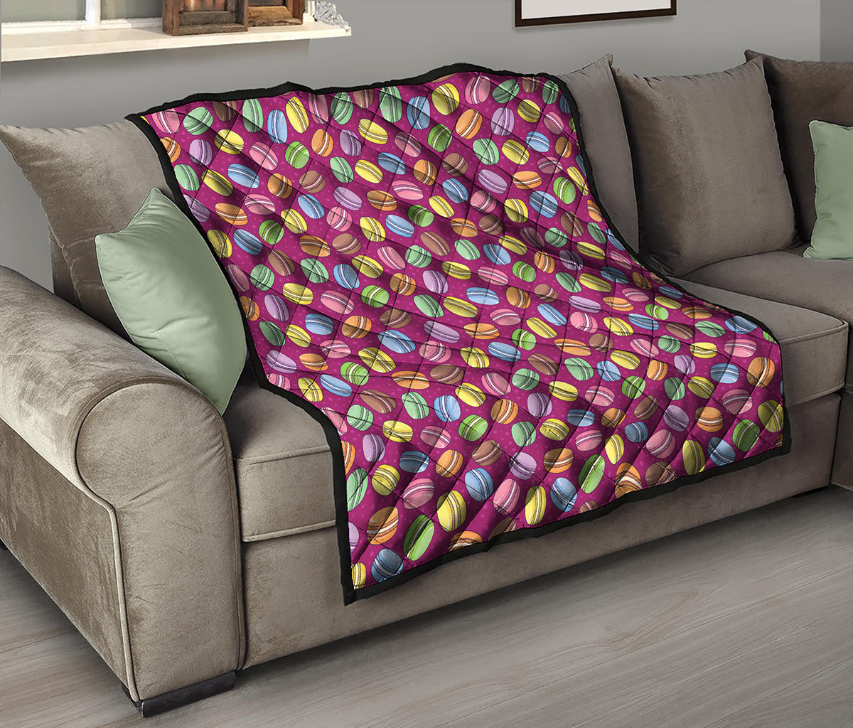 Cute Macaron Pattern Print Quilt