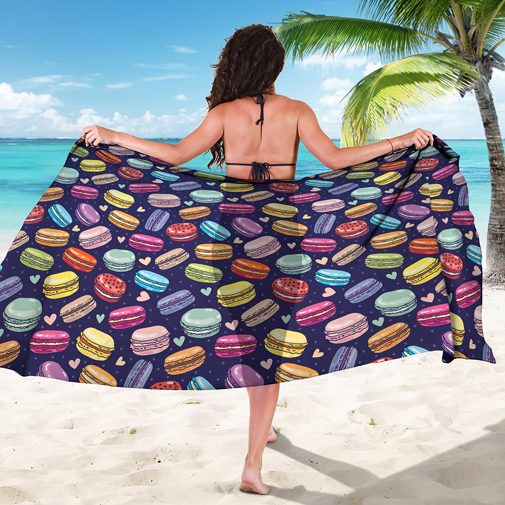Cute Macarons Pattern Print Beach Sarong Wrap