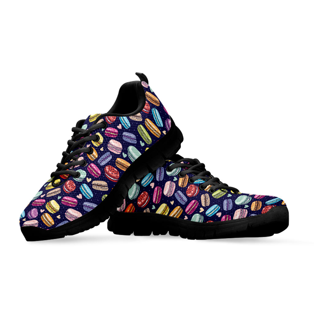 Cute Macarons Pattern Print Black Sneakers