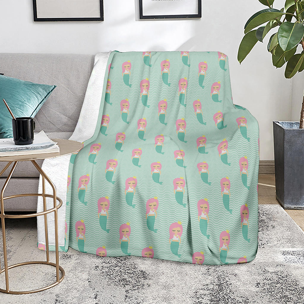 Cute Mermaid Pattern Print Blanket