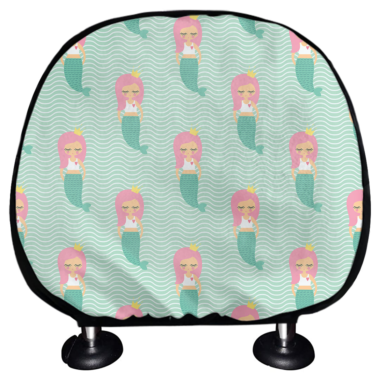 Cute Mermaid Pattern Print Car Headrest Covers