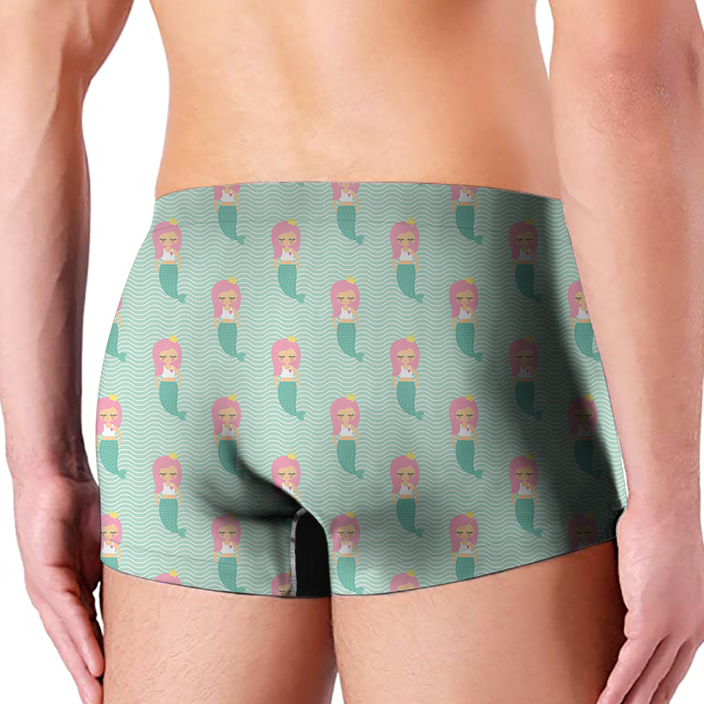 Cute Mermaid Pattern Print Men's Boxer Briefs