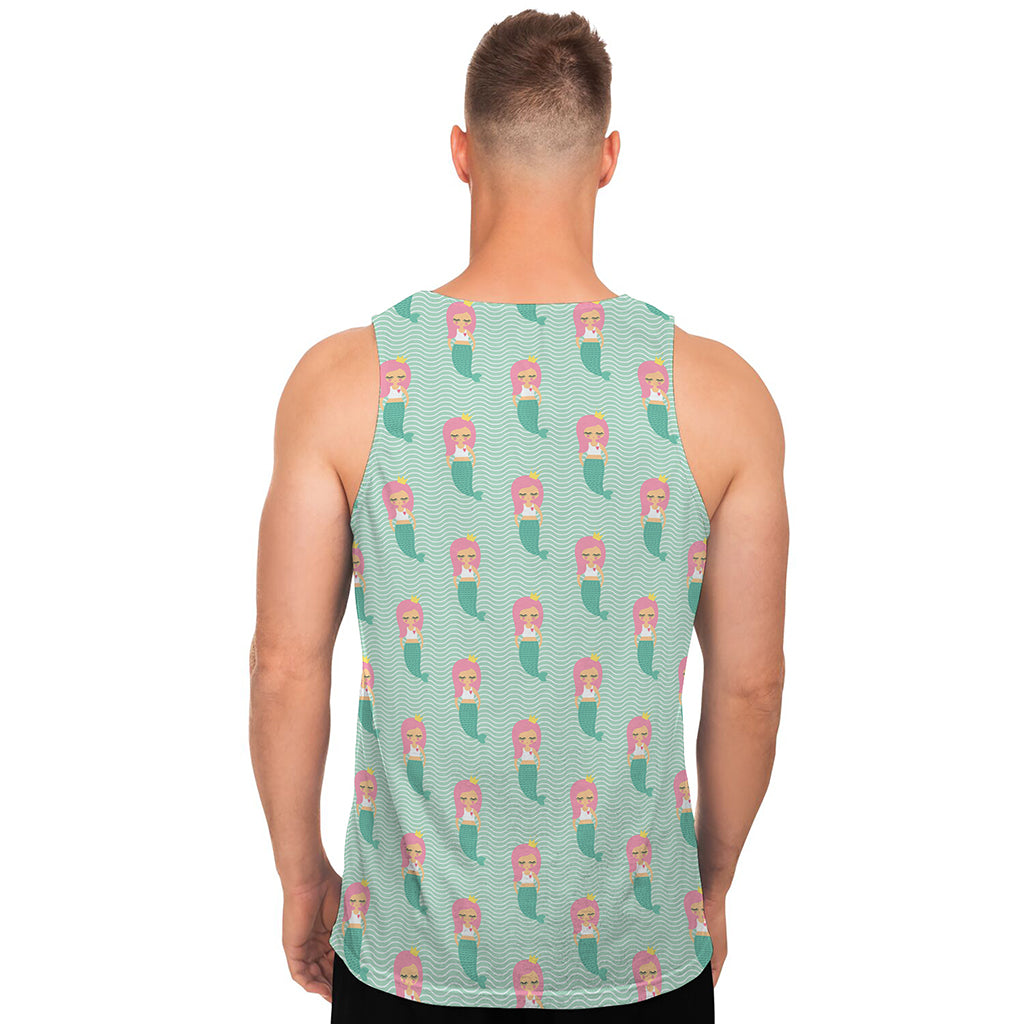 Cute Mermaid Pattern Print Men's Tank Top
