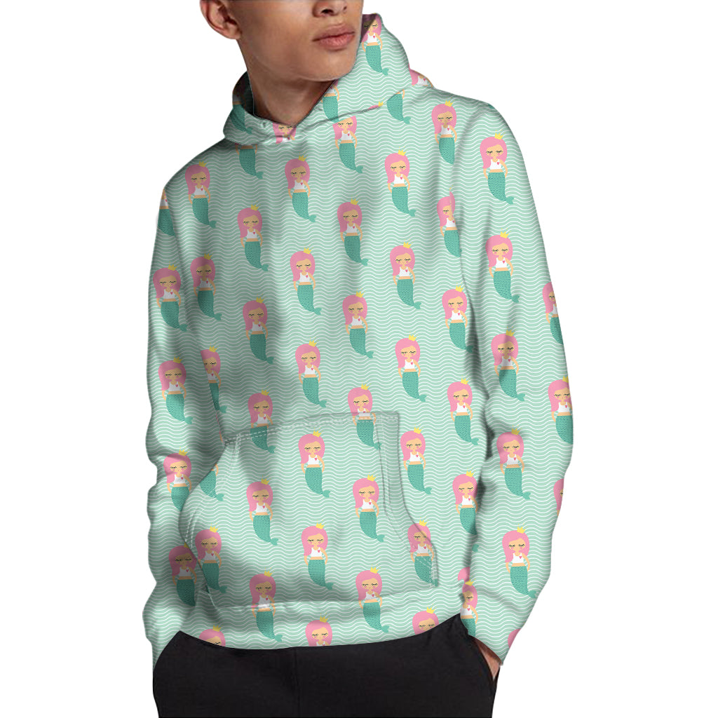 Cute Mermaid Pattern Print Pullover Hoodie