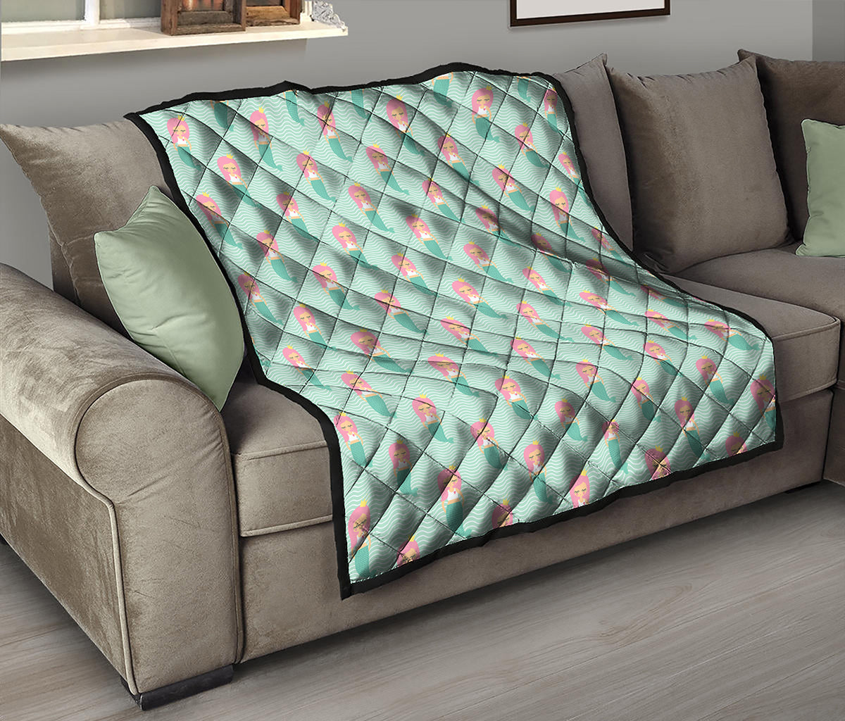 Cute Mermaid Pattern Print Quilt