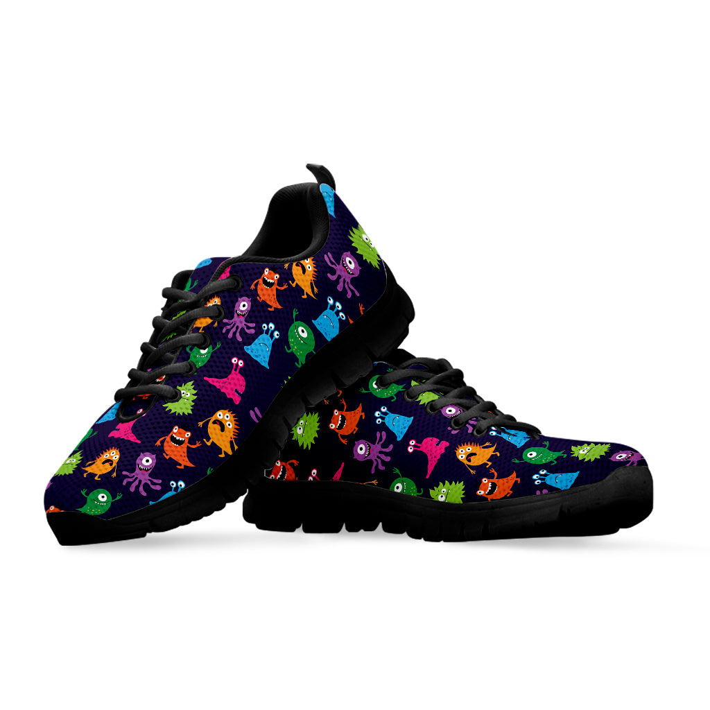 Cute Monster Pattern Print Black Sneakers