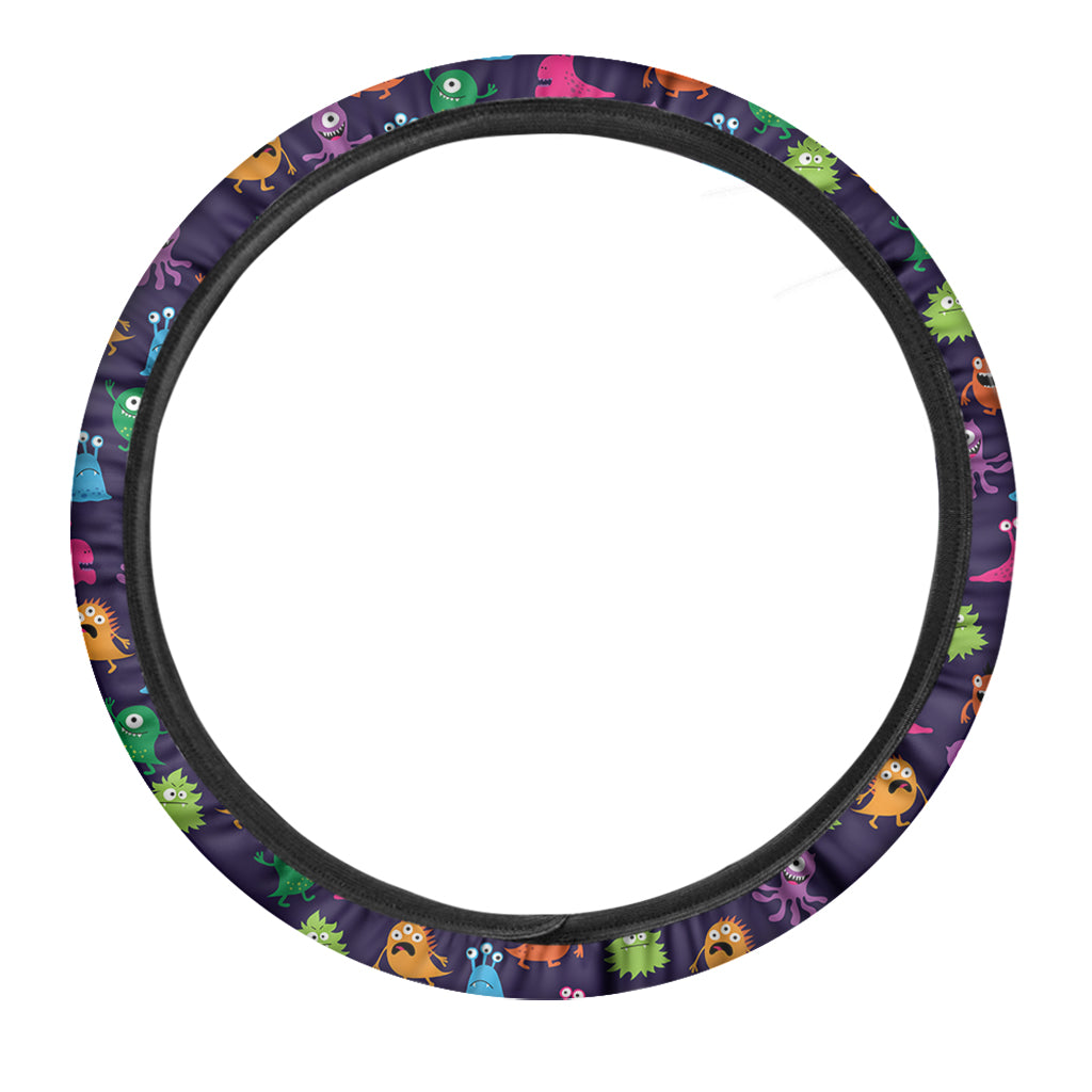 Cute Monster Pattern Print Car Steering Wheel Cover