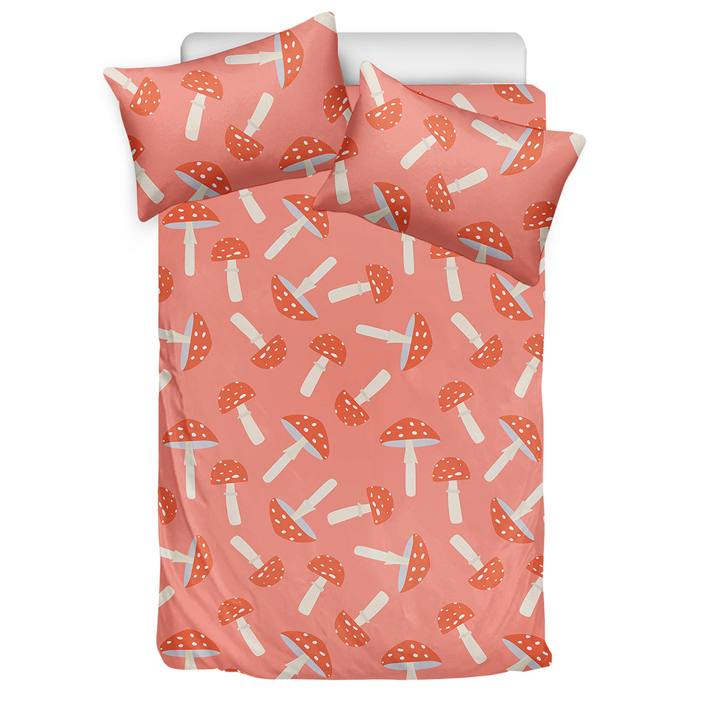 Cute Mushroom Pattern Print Duvet Cover Bedding Set