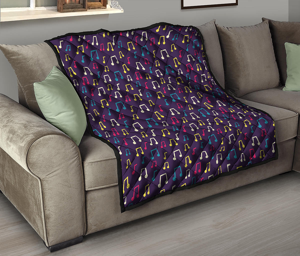 Cute Music Notes Pattern Print Quilt