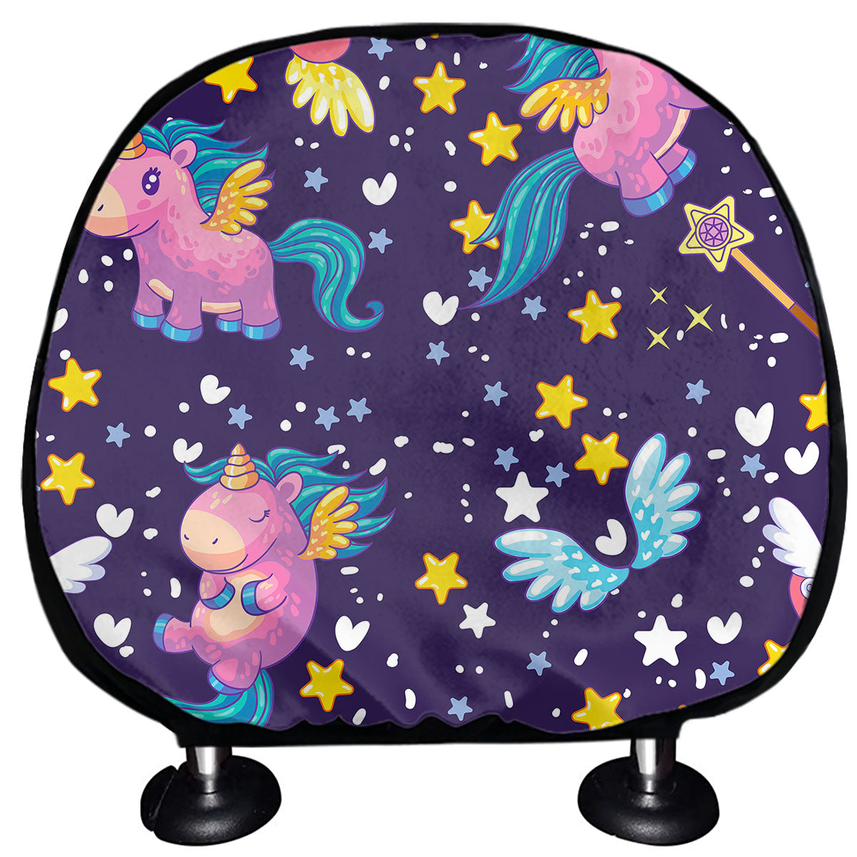 Cute Night Star Unicorn Pattern Print Car Headrest Covers