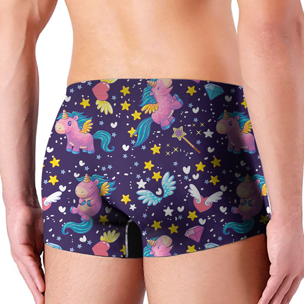 Cute Night Star Unicorn Pattern Print Men's Boxer Briefs