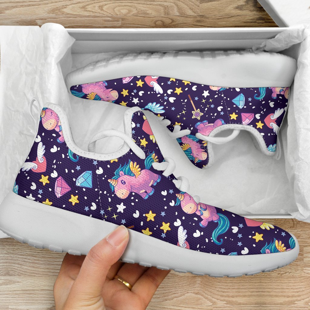 Cute Night Star Unicorn Pattern Print Mesh Knit Shoes GearFrost