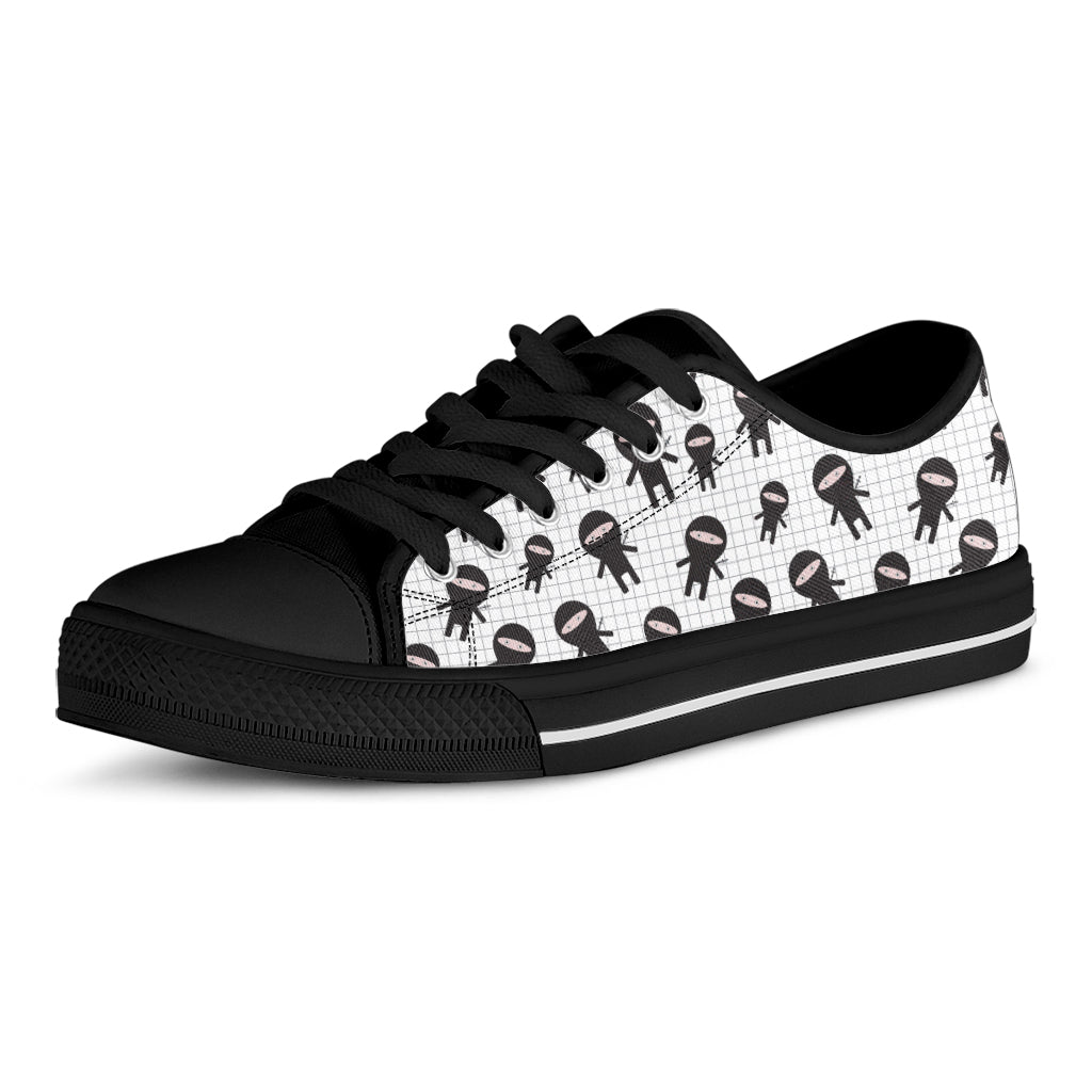 Cute Ninja Pattern Print Black Low Top Shoes