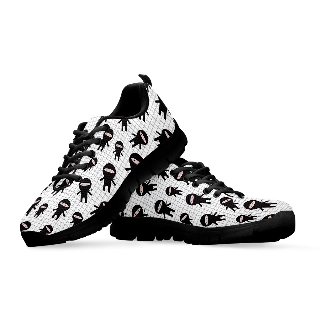 Cute Ninja Pattern Print Black Sneakers